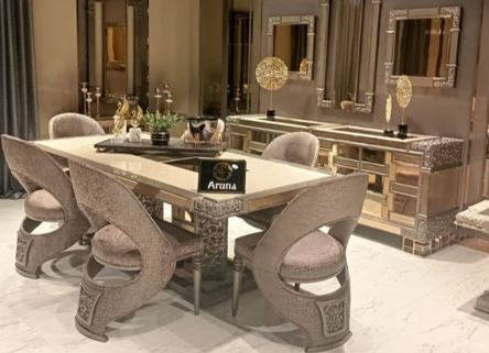[2033790] طاولة طعام + 8 كرسي + طرحية ARUNA
